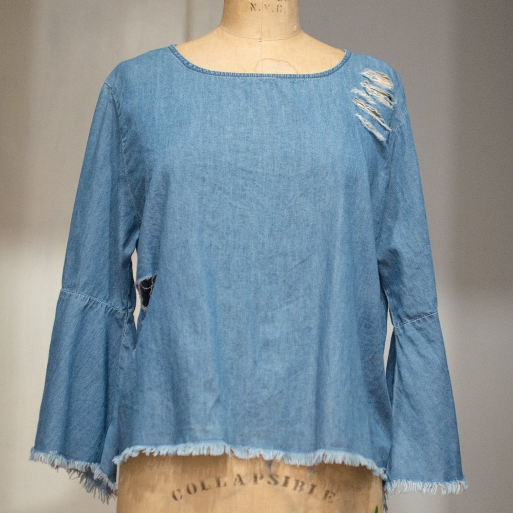 Denim Bell Armed Distressed Tunic